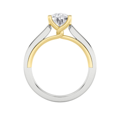 2Cttw Pear Shaped Lab Grown Diamond (F/VS) Two Tone Twisted Basket Cathedral Shank Solitaire Ring in14K Gold