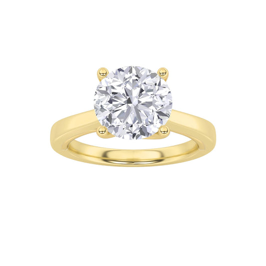 3Cttw Round Shaped Lab Grown Diamond (G/VS) Twisted Basket Cathedral Shank Solitaire Ring in 14K Gold