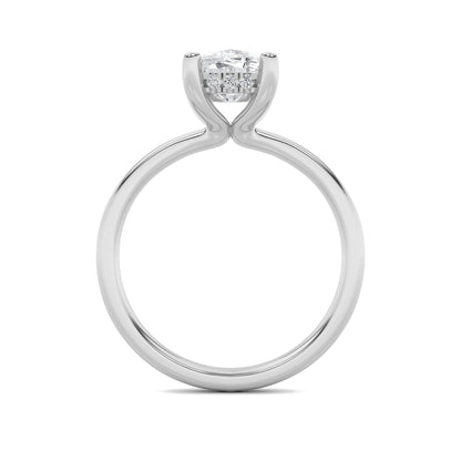 2.5Cttw Elongated Cushion Shaped Lab Grown Diamond(G/VS) Hidden Halo Petite Shank Ring in 14K Gold