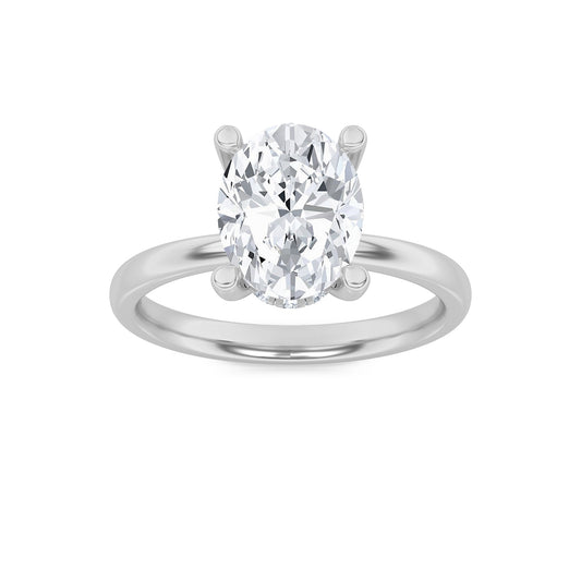 2Cttw Oval Shaped Lab Grown Diamond (F/VS) HiddenHalo Petite Shank Ring in 14K Gold