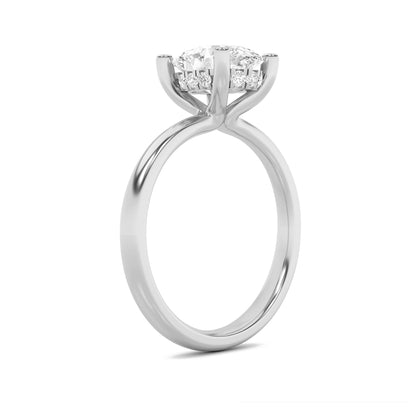 2Cttw Oval Shaped Lab Grown Diamond (F/VS) HiddenHalo Petite Shank Ring in 14K Gold