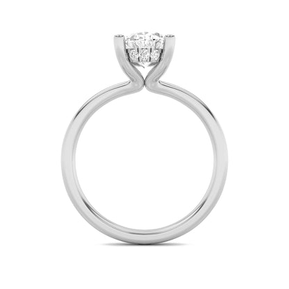 2Cttw Oval Shaped Lab Grown Diamond (F/VS) HiddenHalo Petite Shank Ring in 14K Gold
