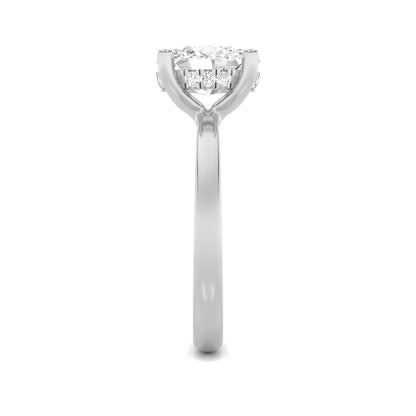 2Cttw Oval Shaped Lab Grown Diamond (F/VS) HiddenHalo Petite Shank Ring in 14K Gold