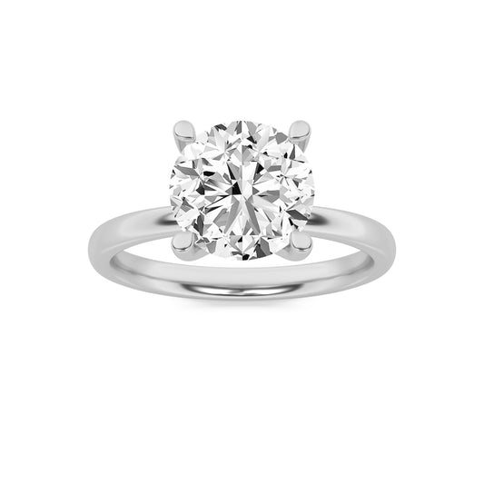 2Cttw Round Shaped Lab Grown Diamond (F/VS) HiddenHalo Petite Shank Ring in 14K Gold