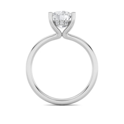 2Cttw Round Shaped Lab Grown Diamond (F/VS) HiddenHalo Petite Shank Ring in 14K Gold