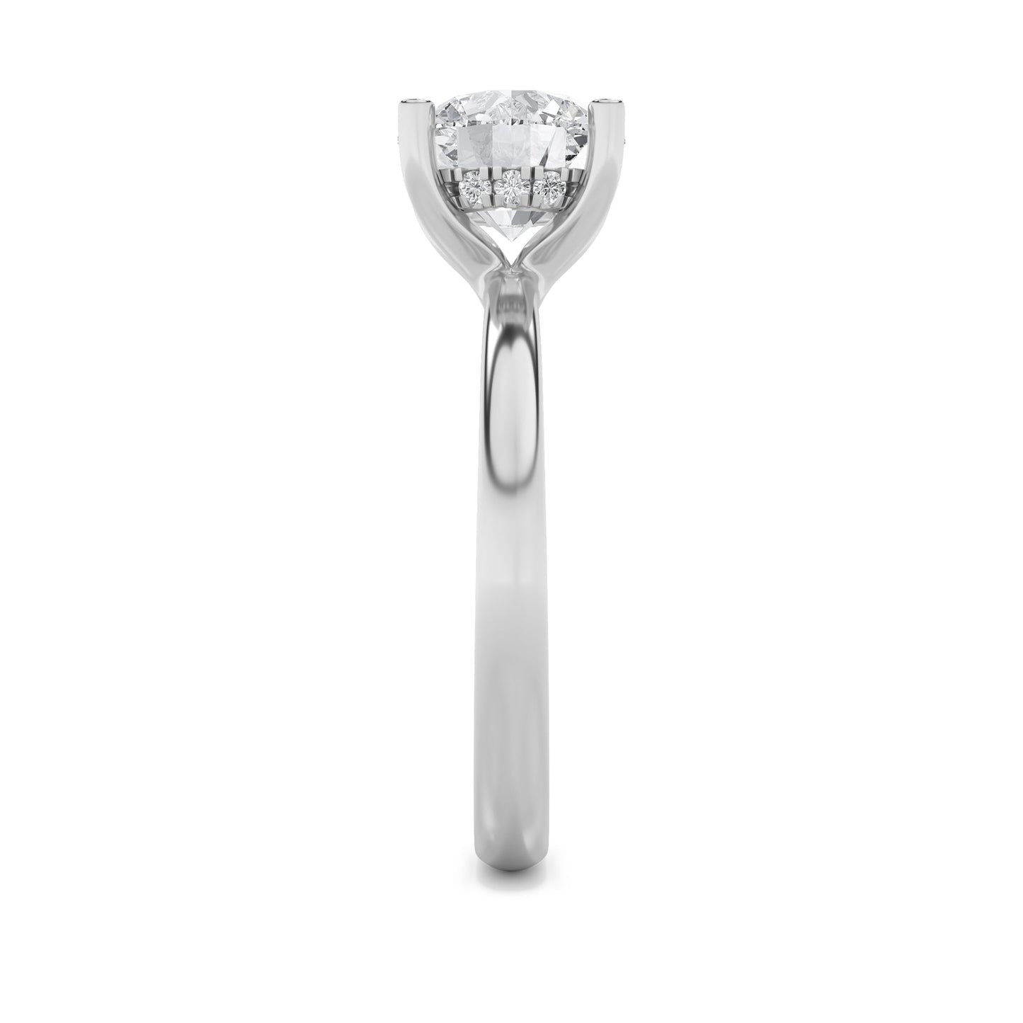 2Cttw Round Shaped Lab Grown Diamond (F/VS) HiddenHalo Petite Shank Ring in 14K Gold