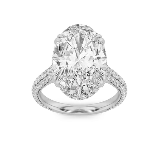 7Cttw Oval Shaped Lab Grown Diamond (F/VS) Bold Statement Accented Ring in 14K Gold