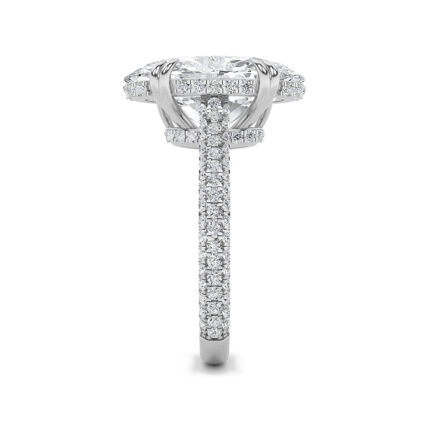 7Cttw Oval Shaped Lab Grown Diamond (F/VS) Bold Statement Accented Ring in 14K Gold