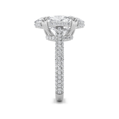 7Cttw Oval Shaped Lab Grown Diamond (F/VS) Bold Statement Accented Ring in 14K Gold