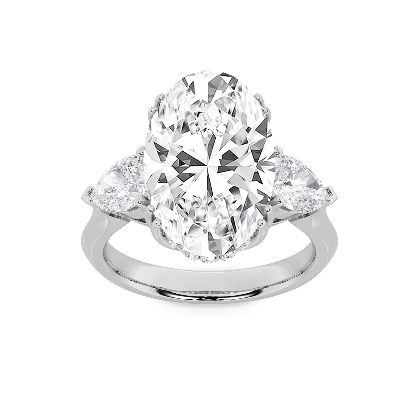 6.5Cttw Oval Shaped Lab Grown Diamond (F/VS) BoldStatement Accented Ring in 14K Gold