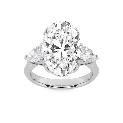 6.5Cttw Oval Shaped Lab Grown Diamond (F/VS) BoldStatement Accented Ring in 14K Gold