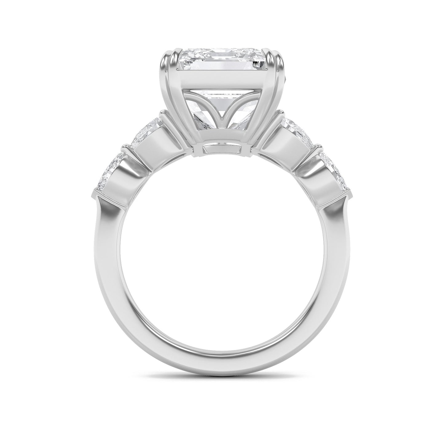8.5Cttw Emerald Shaped Lab Grown Diamond (F/VS) Bold Statement Accented Ring in 14K Gold