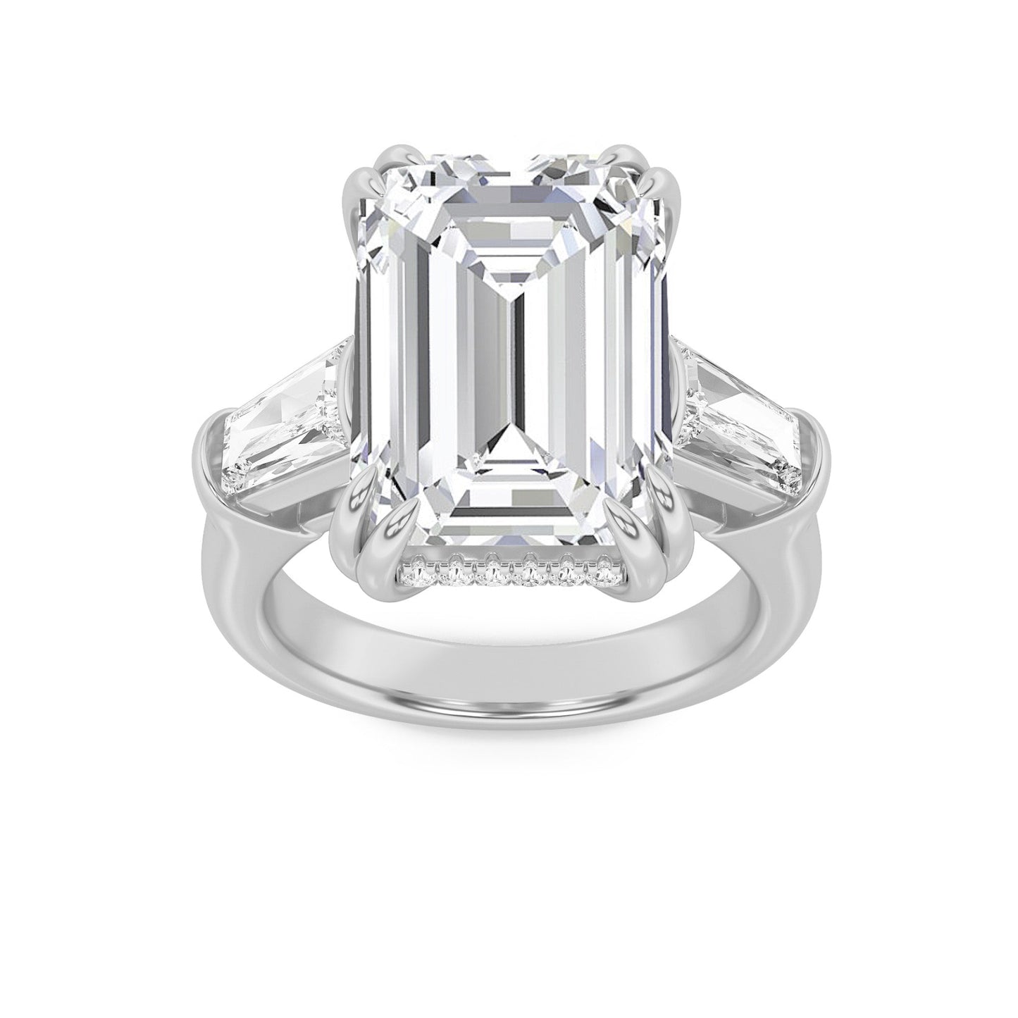 9Cttw Emerald Shaped Lab Grown Diamond (F/VS) BoldStatement Accented Ring in 14K Gold
