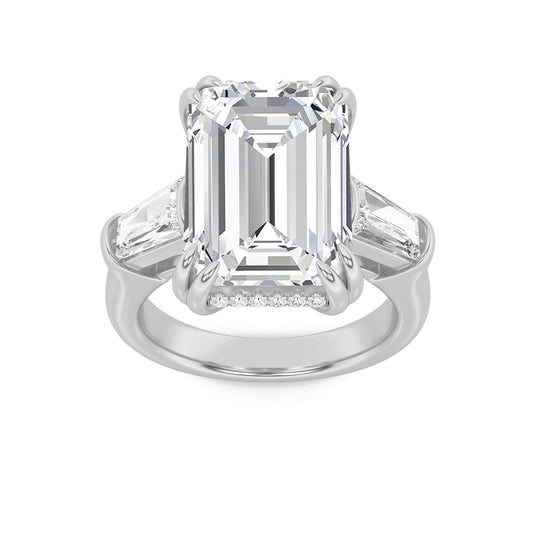 9Cttw Emerald Shaped Lab Grown Diamond (F/VS) BoldStatement Accented Ring in 14K Gold