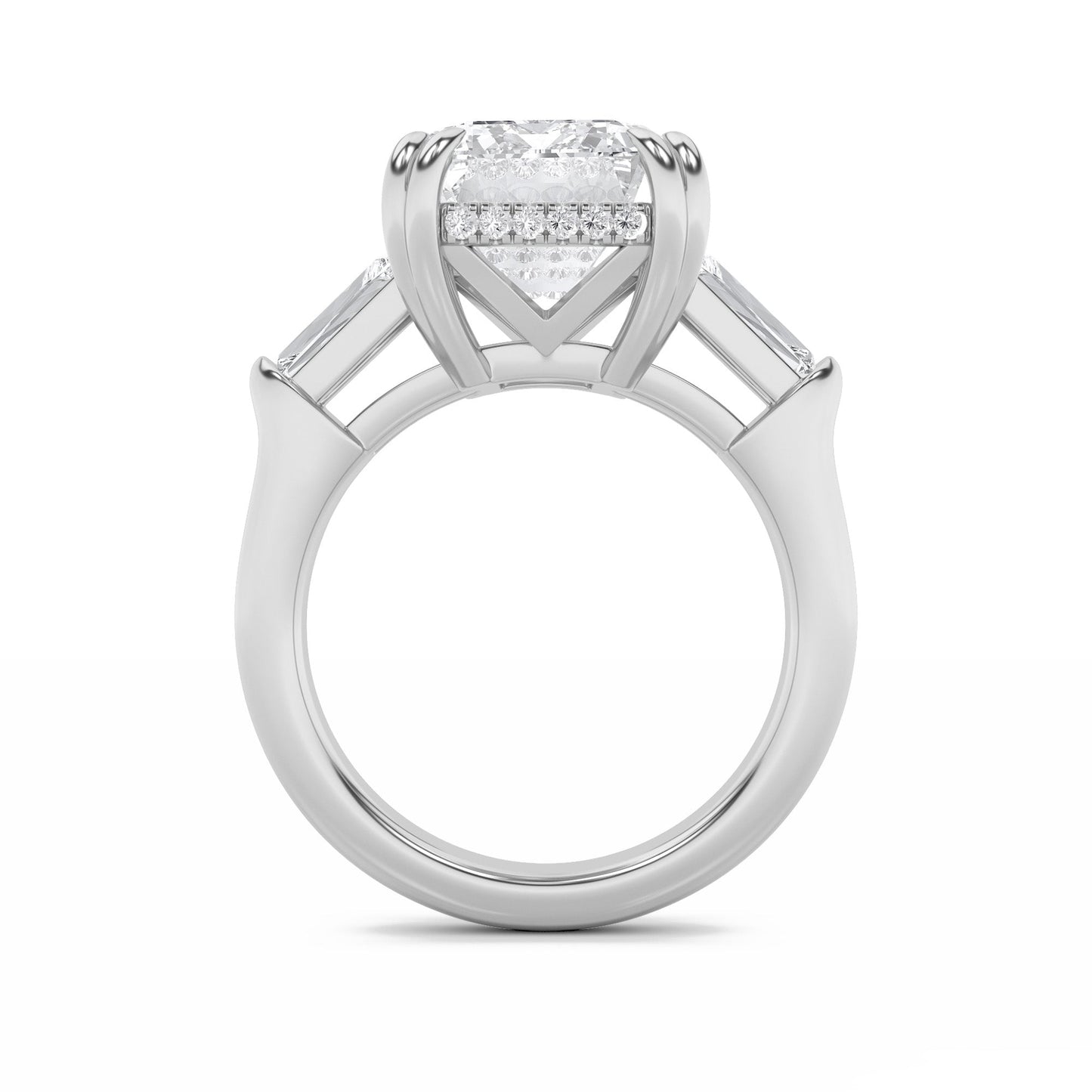 9Cttw Emerald Shaped Lab Grown Diamond (F/VS) BoldStatement Accented Ring in 14K Gold