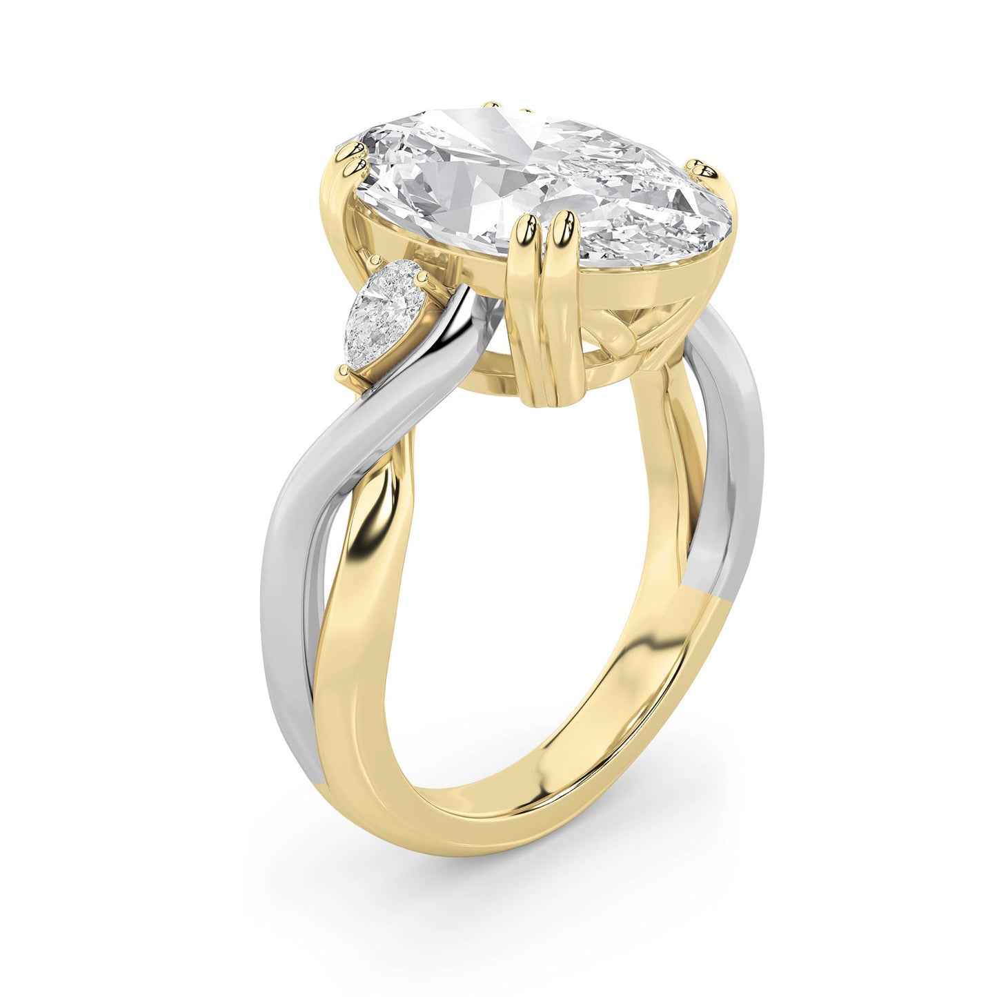 6.25Cttw Oval Shaped Lab Grown Diamond (F/VS) Bold Accented Engagement Ring in 14K Gold