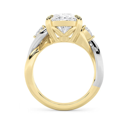 6.25Cttw Oval Shaped Lab Grown Diamond (F/VS) Bold Accented Engagement Ring in 14K Gold