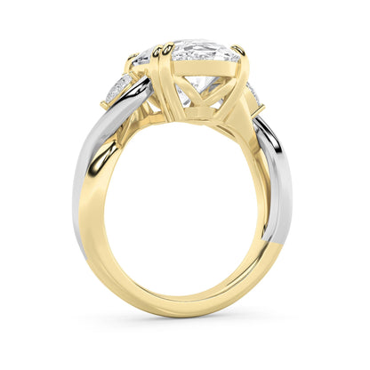 6.25Cttw Oval Shaped Lab Grown Diamond (F/VS) Bold Accented Engagement Ring in 14K Gold