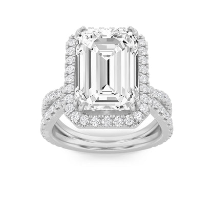 8Cttw Emerald Shaped Lab Grown Diamond (F/VS) BoldStatement Accented Ring in 14K Gold
