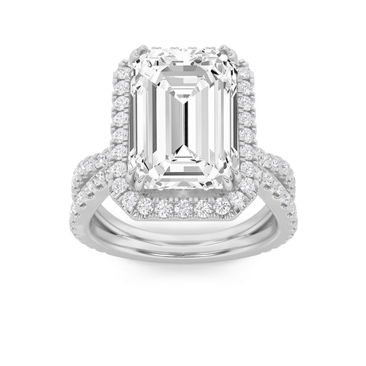 8Cttw Emerald Shaped Lab Grown Diamond (F/VS) BoldStatement Accented Ring in 14K Gold