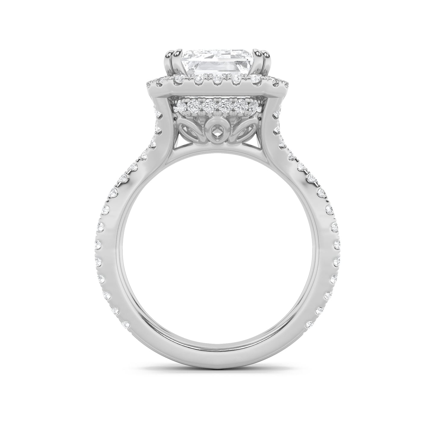 8Cttw Emerald Shaped Lab Grown Diamond (F/VS) BoldStatement Accented Ring in 14K Gold