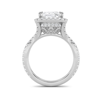 8Cttw Emerald Shaped Lab Grown Diamond (F/VS) BoldStatement Accented Ring in 14K Gold