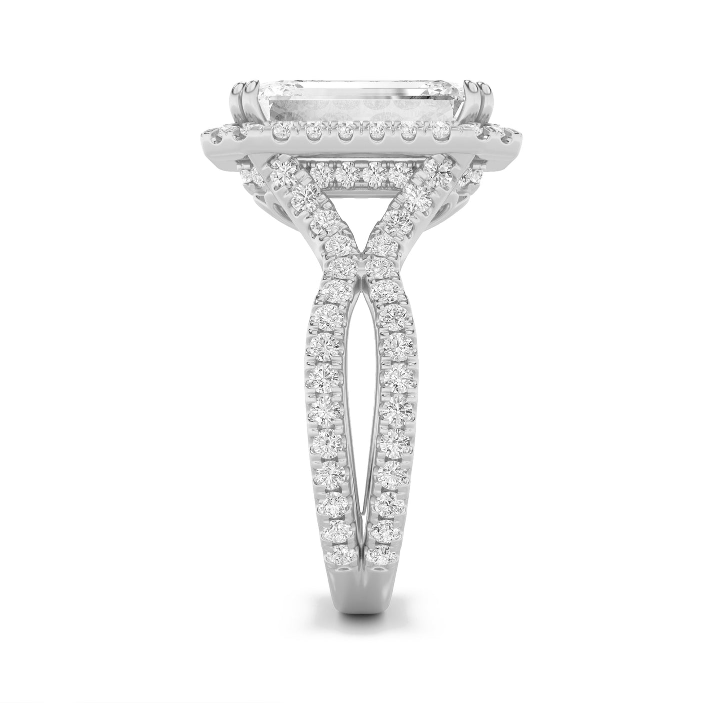 8Cttw Emerald Shaped Lab Grown Diamond (F/VS) BoldStatement Accented Ring in 14K Gold