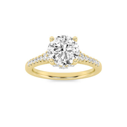 1.5Cttw Round Shaped Lab Grown Diamond (G/VS) Accented Two Tone Engagement Ring in 14K Gold