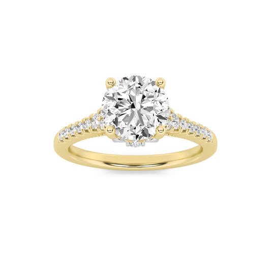 1.5Cttw Round Shaped Lab Grown Diamond (G/VS) Accented Two Tone Engagement Ring in 14K Gold
