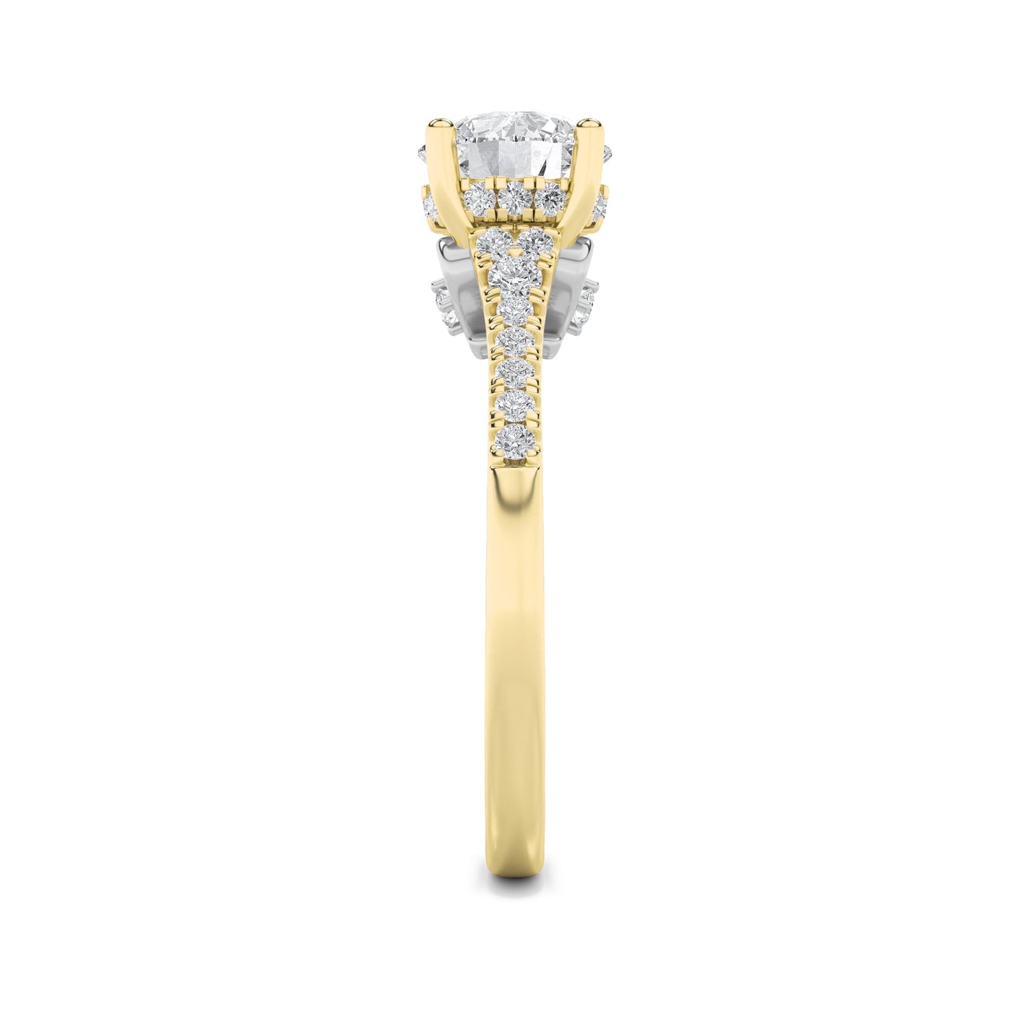 1.5Cttw Round Shaped Lab Grown Diamond (G/VS) Accented Two Tone Engagement Ring in 14K Gold