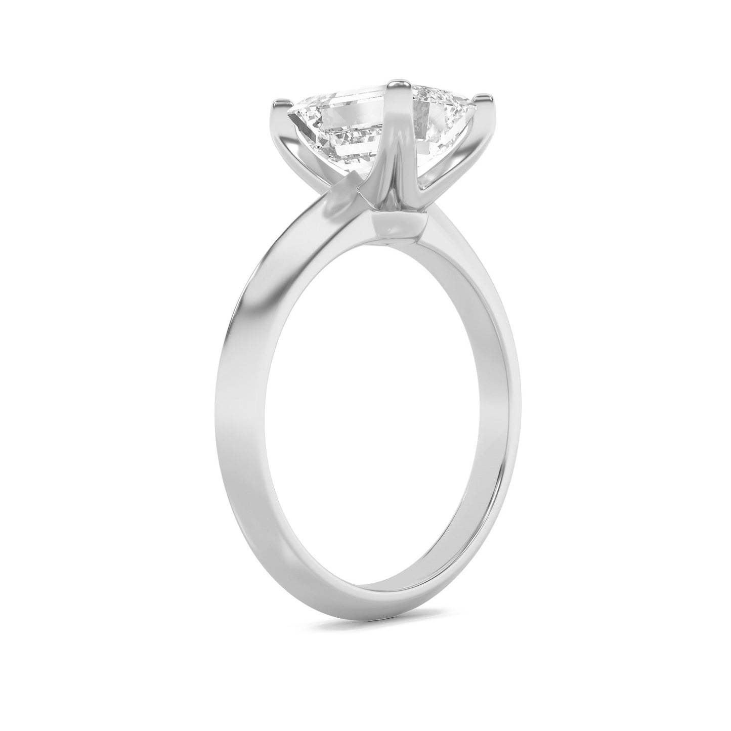 2Cttw Emerald Shaped Lab Grown Diamond (F/VS) Knife Edge Shank Solitaire Engagement Ring in 14K Gold