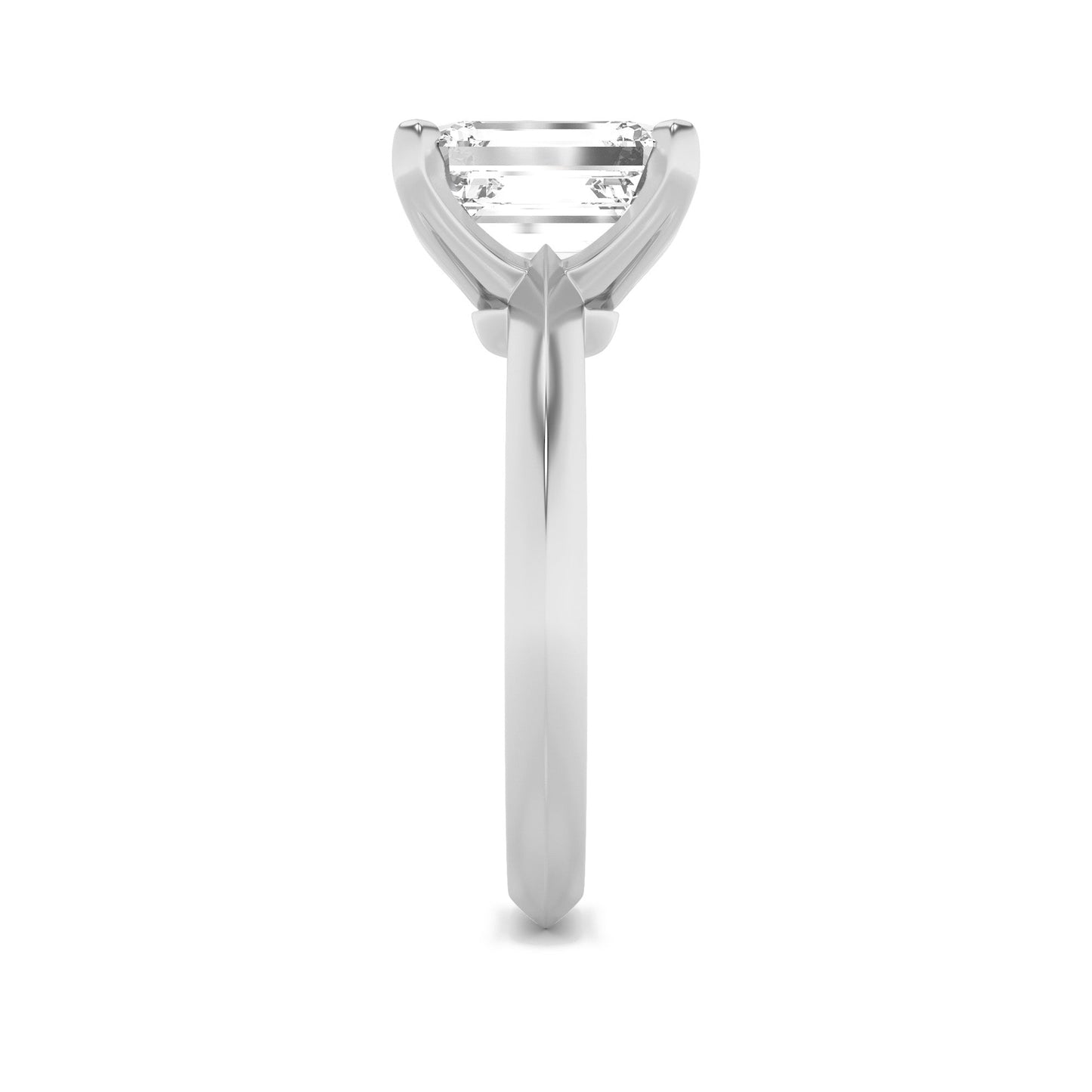 2Cttw Emerald Shaped Lab Grown Diamond (F/VS) Knife Edge Shank Solitaire Engagement Ring in 14K Gold