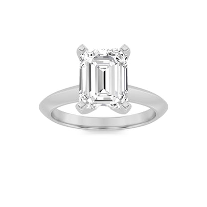 2.5Cttw Emerald Shaped Lab Grown Diamond (F/VS) Knife Edge Shank Solitaire Engagement Ring in 14K Gold