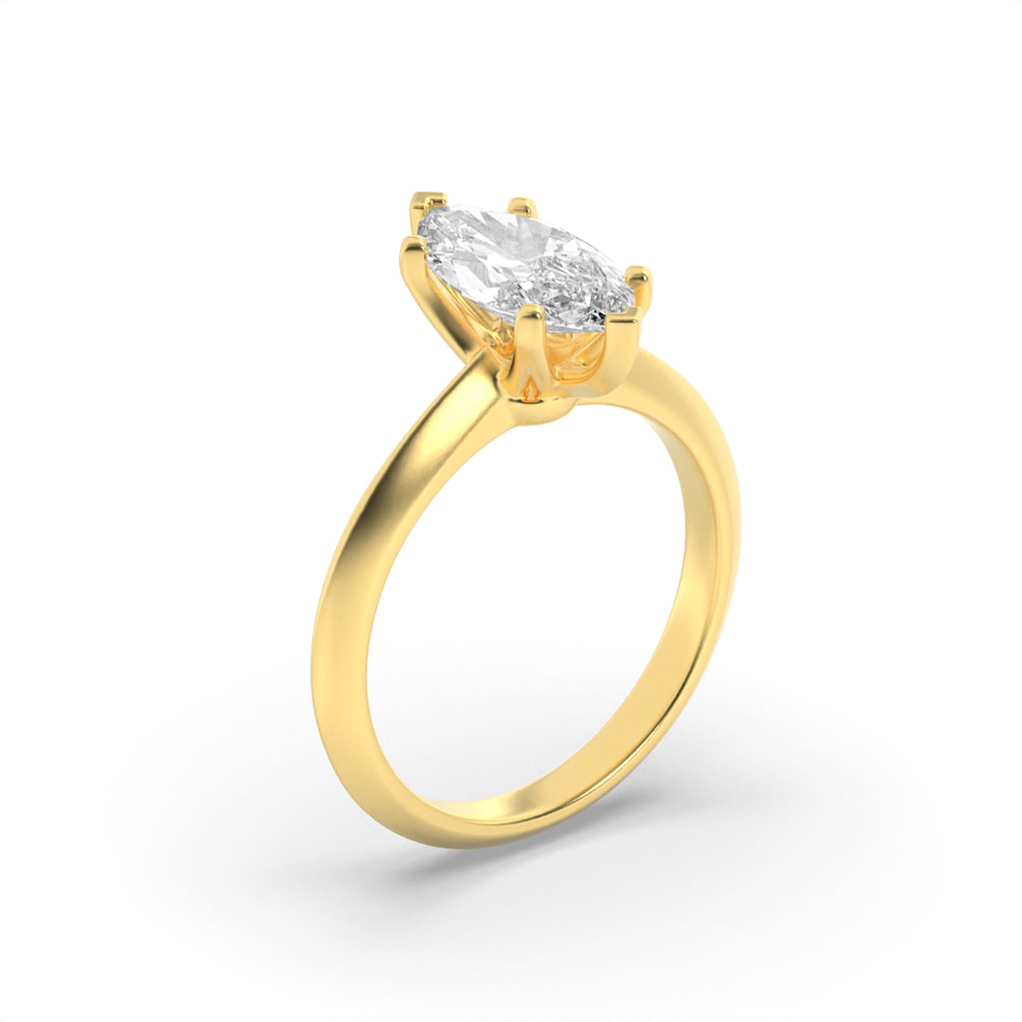 1Cttw Marquise Shaped Lab Grown Diamond Knife Edge Shank Solitaire Engagement Ring in 14K Gold