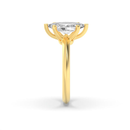 1Cttw Marquise Shaped Lab Grown Diamond Knife Edge Shank Solitaire Engagement Ring in 14K Gold