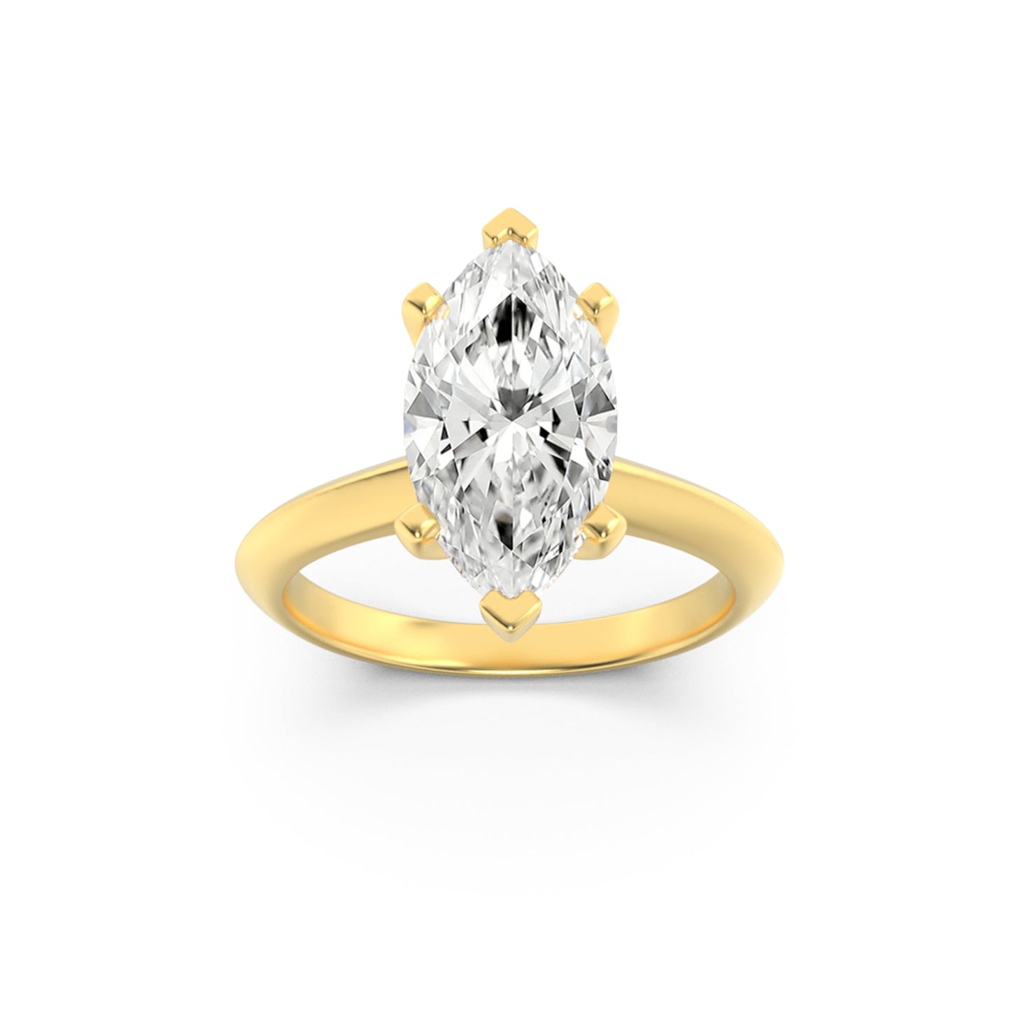 1Cttw Marquise Shaped Lab Grown Diamond Knife Edge Shank Solitaire Engagement Ring in 14K Gold