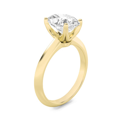 1Cttw Oval Shaped Lab Grown Diamond (F/VS) Knife Edge Shank Solitaire Engagement Ring in 14K Gold