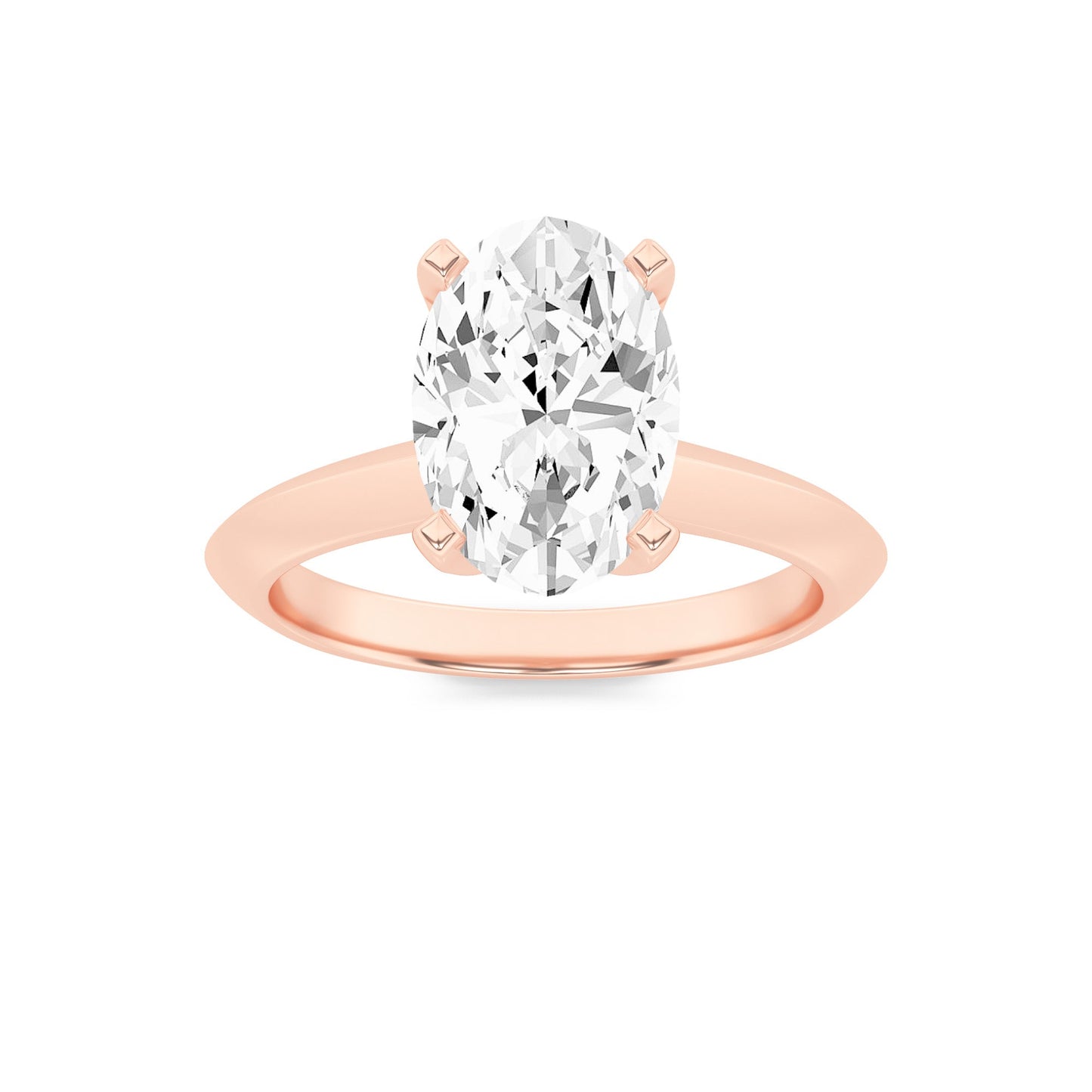 2Cttw Oval Shaped Lab Grown Diamond (F/VS) Knife Edge Shank Solitaire Engagement Ring in 14K Gold