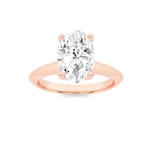 2Cttw Oval Shaped Lab Grown Diamond (F/VS) Knife Edge Shank Solitaire Engagement Ring in 14K Gold