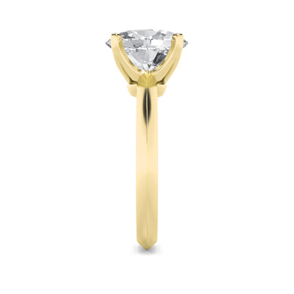 3Cttw Oval Shaped Lab Grown Diamond (F/VS) Knife Edge Shank Solitaire Engagement Ring in 14K Gold