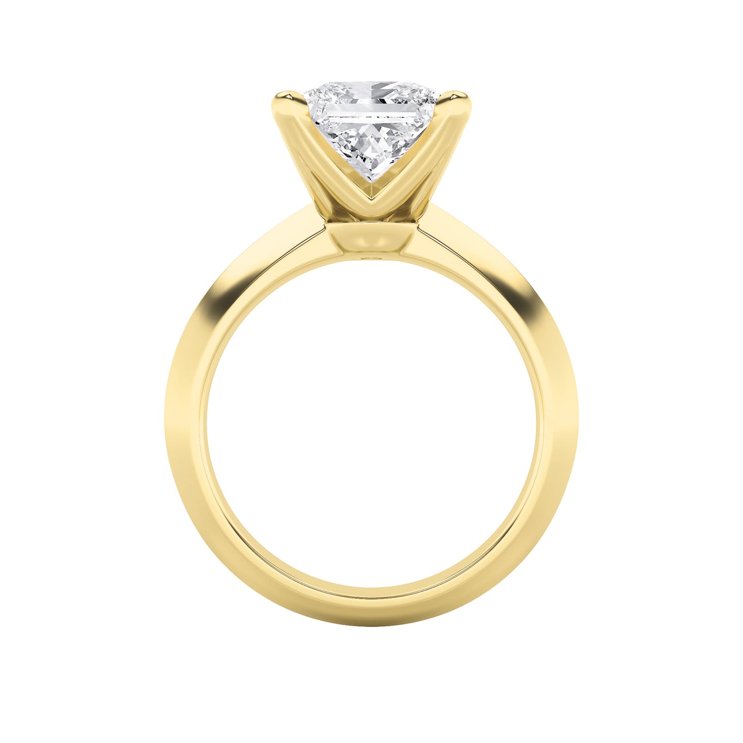 1Cttw Princess Shaped Lab Grown Diamond (F/VS) Knife Edge Shank Solitaire Engagement Ring in 14K Gold