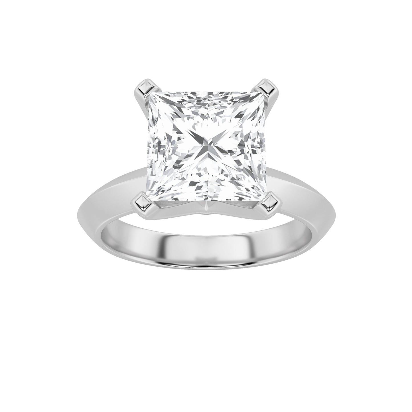 2Cttw Princess Shaped Lab Grown Diamond (F/VS) Knife Edge Shank Solitaire Engagement Ring in 14K Gold