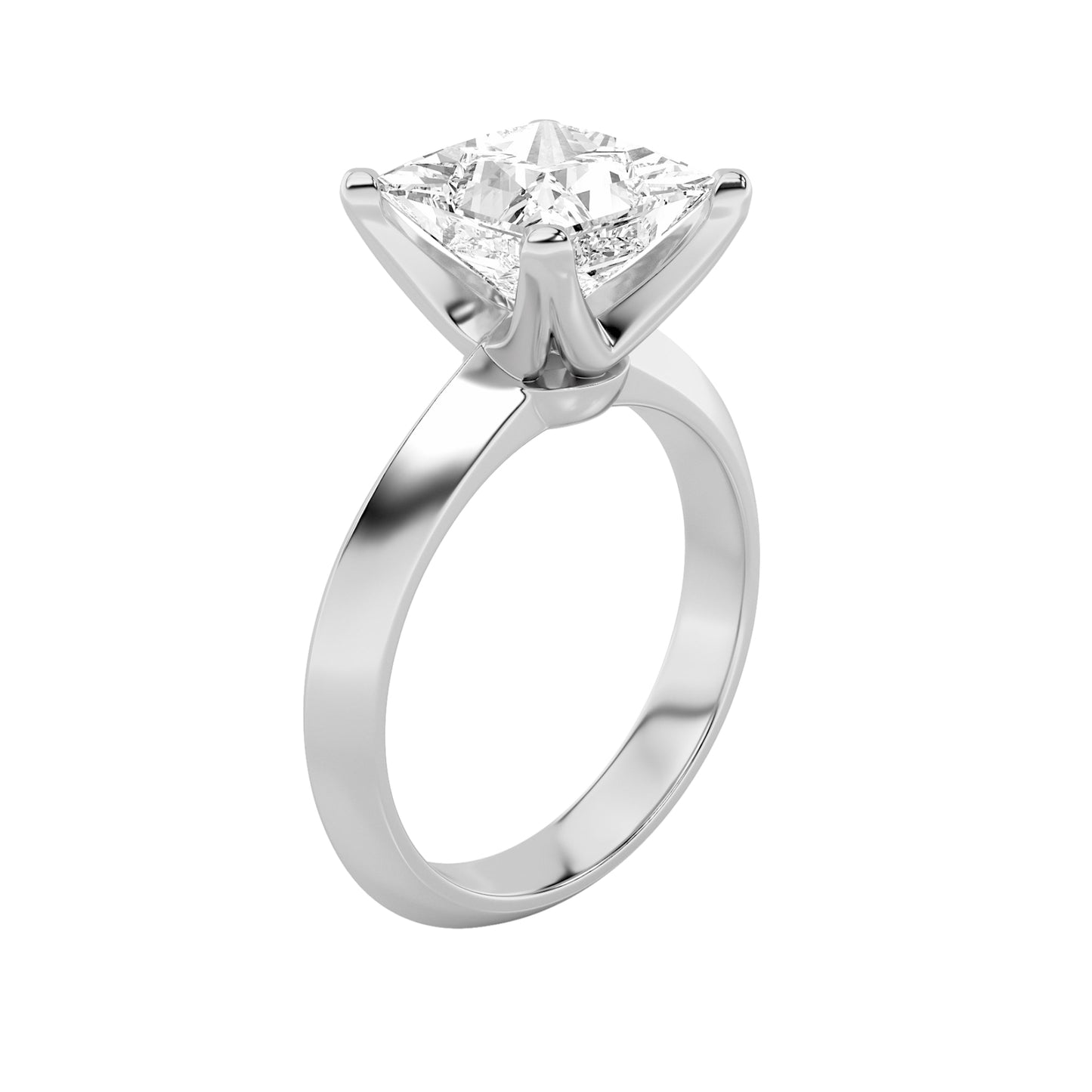 2Cttw Princess Shaped Lab Grown Diamond (F/VS) Knife Edge Shank Solitaire Engagement Ring in 14K Gold