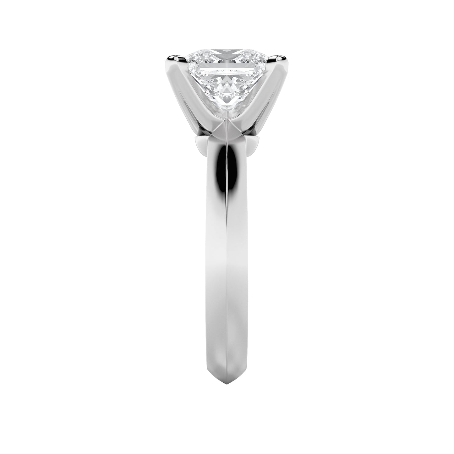 2Cttw Princess Shaped Lab Grown Diamond (F/VS) Knife Edge Shank Solitaire Engagement Ring in 14K Gold