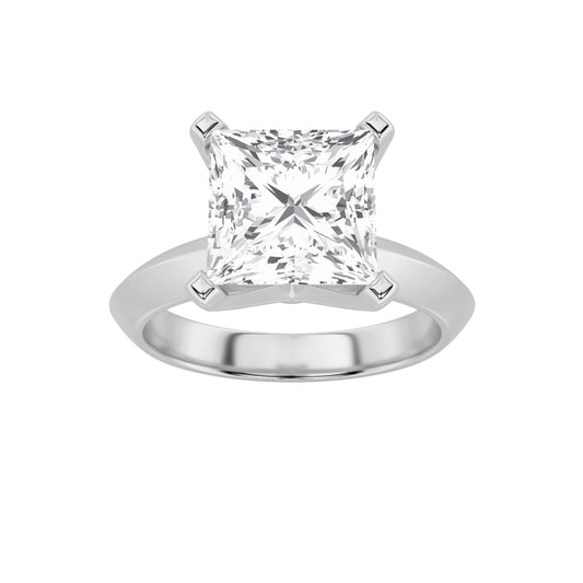 3Cttw Princess Shaped Lab Grown Diamond (F/VS) Knife Edge Shank Solitaire Engagement Ring in 14K Gold