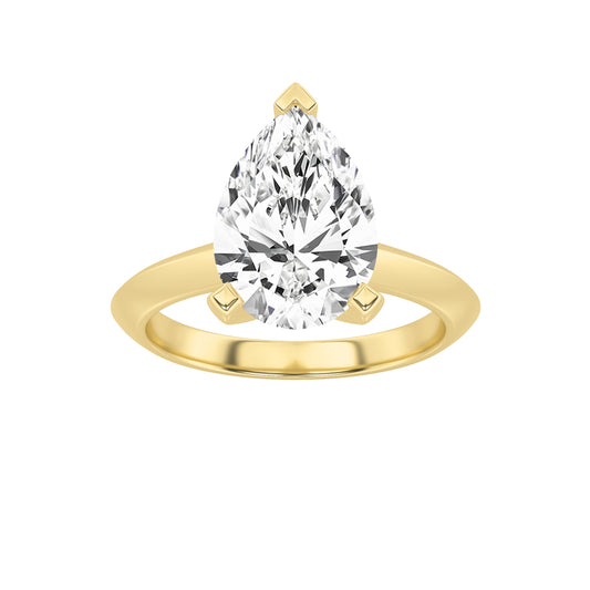 2Cttw Pear Shaped Lab Grown Diamond (F/VS) Knife Edge Shank Solitaire Engagement Ring in 14K Gold
