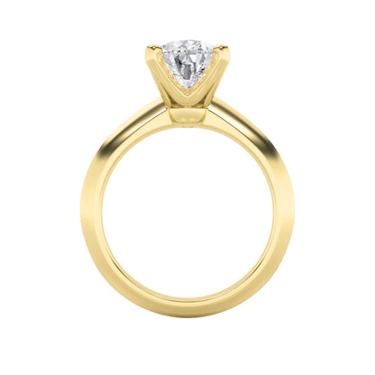 2Cttw Pear Shaped Lab Grown Diamond (F/VS) Knife Edge Shank Solitaire Engagement Ring in 14K Gold