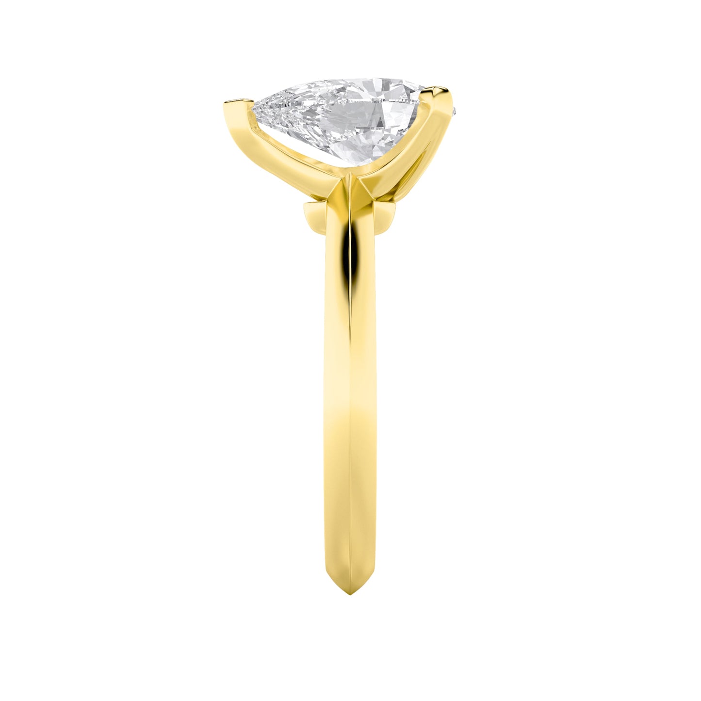 2Cttw Pear Shaped Lab Grown Diamond (F/VS) Knife Edge Shank Solitaire Engagement Ring in 14K Gold