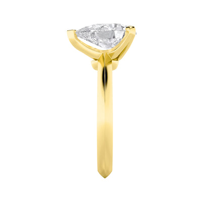 2Cttw Pear Shaped Lab Grown Diamond (F/VS) Knife Edge Shank Solitaire Engagement Ring in 14K Gold