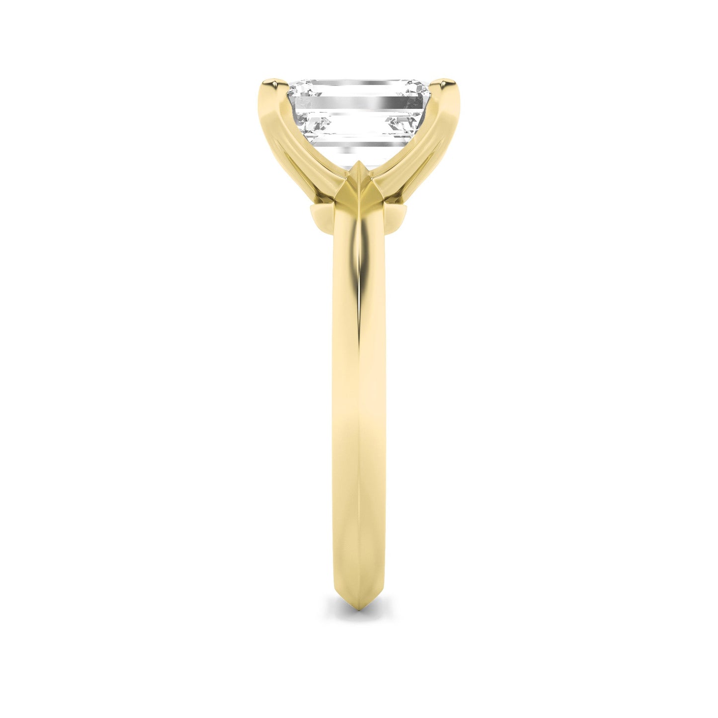 3Cttw Radiant Shaped Lab Grown Diamond (F/VS) Knife Edge Shank Solitaire Engagement Ring in 14K Gold